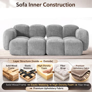 Aveline Modern Premium Boucle Fabric Sofa, Upholstered 3 Seater Sofa Set for Living Room, (Black Colour) Premium Boucle Fabric Sofa