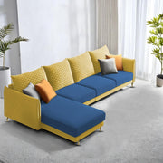 Casaliving Stanly LHS 6 Seater L Shape Sofa Set for Living Room (Black Fabric)