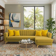 Casaliving Murdock 4 Seater L Shape Convertible Sofa Set for Living Room, 3 Seater & Ottoman Modular Sectional Couch for Small Space (Blue Colour) Fabric