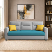 Evona 3 Seater Sofa Set for Living Room (Turquise Grey Colour Fabric) Premium Fabric Sofa