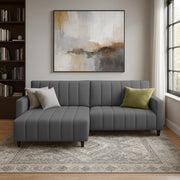 Netlie 4 Seater LHS L Shape Sofa Set for Living Room (Dark Grey Fabric) Premium Fabric Sofa Set for Living Room