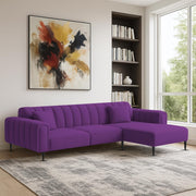 Damian RHS 4 Seater L Shape Sofa Set for Living Room (Purple Colour Fabric) Premium Fabric Sofa Set for Living Room
