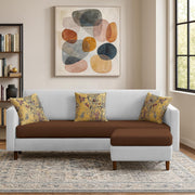 Casaliving Premium Lifestyle Fabric 4 Seater L Shape Sofa Set 3 Seater Modern Sofa Set & Ottoman for Living Room (Black Color)