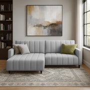 Netlie 4 Seater LHS L Shape Sofa Set for Living Room (Grey Fabric) Premium Fabric Sofa Set for Living Room