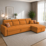 Casaliving Gagnon LHS 4 Seater L Shape Corner Sofa Cum Bed for Living Room with Storage (Black Fabric) Premium Fabric Sofa Cum Bed