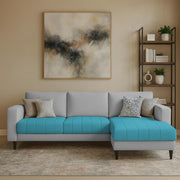 Oslo 4 Seater RHS L Shape Sofa Set for Living Room (Turquise Grey Fabric) Premium Fabric Sofa Set for Living Room
