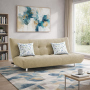 Drantly 3 Seater Sofa Cum Bed for Living Room (Cream Fabric Color) Premium Suede Velvet Fabric Sofa Cum Bed for Living Room