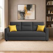 Evona 3 Seater Sofa Set for Living Room (Black Colour Fabric) Premium Fabric Sofa
