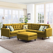 Adonway 6 Seater L Shape Sofa Set with Center Table for Living Room (Yellow) Premium Fabric Sofa