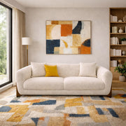 Elora Modern Premium Boucle Fabric Sofa, Upholstered 3 Seater Sofa Set for Living Room, (Black Colour) Premium Boucle Fabric Sofa