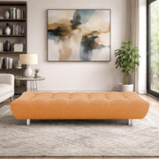 Drantly 3 Seater Sofa Cum Bed for Living Room (Orange Fabric Color) Premium Suede Velvet Fabric Sofa Cum Bed for Living Room