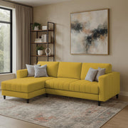 Oslo 4 Seater LHS L Shape Sofa Set for Living Room (Yellow Fabric) Premium Fabric Sofa Set for Living Room