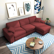Martin 4 Seater RHS L Shape Sofa Set for Living Room (Maroon Colour Fabric)