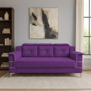Julio 3 Seater Sofa Set for Living Room (Purple Colour Fabric) Premium Fabric Sofa