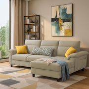 Casaliving Seams LHS 4 Seater L Shape Sofa for Living Room (Black Fabric) Premium Fabric Sofa