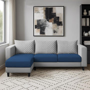 Mikasa 4 Seater LHS L Shape Sofa Set for Living Room (Blue Grey Fabric) Premium Fabric Sofa Set for Living Room