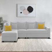 Inclair LHS 6 Seater L Shape Sofa Set for Living Room (Grey Fabric) Premium Fabric Sofa