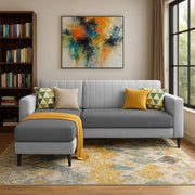 Casaliving Moris RHS 4 Seater L Shape Sofa Set for Living Room (Black) Premium Fabric Sofa Set for Living Room