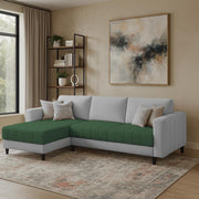 Oslo 4 Seater LHS L Shape Sofa Set for Living Room (Green Grey Fabric) Premium Fabric Sofa Set for Living Room