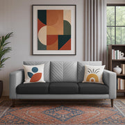 Mikasa 3 Seater Sofa Set for Living Room (Black Grey Colour Fabric) Premium Fabric Sofa