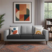 Casaliving Mikasa 3 Seater Sofa Set for Living Room (Black Colour Fabric) Premium Fabric Sofa