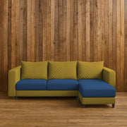 Mikasa 4 Seater RHS L Shape Sofa Set for Living Room (Blue Yellow Fabric) Premium Fabric Sofa Set for Living Room