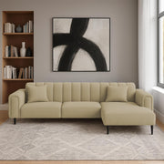 Damian RHS 4 Seater L Shape Sofa Set for Living Room (Cream Colour Fabric) Premium Fabric Sofa Set for Living Room