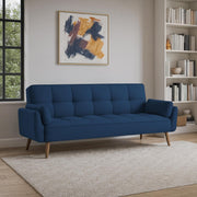 Francois 3 Seater Convertible Sofa Cum Bed for Living Room (Blue Fabric) Premium Fabric Sofa