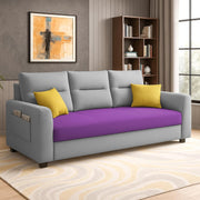 Evona 3 Seater Sofa Set for Living Room (Purple Grey Colour Fabric) Premium Fabric Sofa
