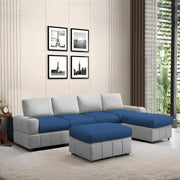 Rone 6 Seater L-Shaped & U-Shaped Sofas Set for Living Room – (Blue Grey Colour Fabric) Premium Comfort Sofa