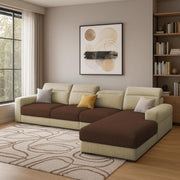 Orion RHS 6 Seater L Shape Sofa Set for Living Room (Cream Brown Colour) Premium Fabric Sofa