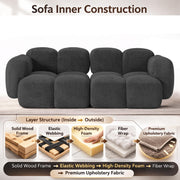 Aveline Modern Premium Boucle Fabric Sofa, Upholstered 3 Seater Sofa Set for Living Room, (Black Colour) Premium Boucle Fabric Sofa
