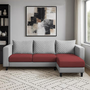 Mikasa 4 Seater RHS L Shape Sofa Set for Living Room (Maroon Grey Fabric) Premium Fabric Sofa Set for Living Room