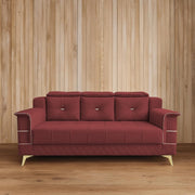 Julio 3 Seater Sofa Set for Living Room (Maroon Colour Fabric) Premium Fabric Sofa