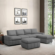 Rone 6 Seater L-Shaped & U-Shaped Sofas Set for Living Room – (Dark Grey Colour Fabric) Premium Comfort Sofa