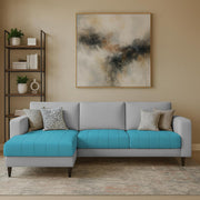 Oslo 4 Seater LHS L Shape Sofa Set for Living Room (Turquise Grey Fabric) Premium Fabric Sofa Set for Living Room