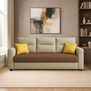 Evona 3 Seater Sofa Set for Living Room (Cream Brown Colour Fabric) Premium Fabric Sofa