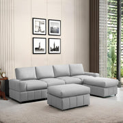 Rone 6 Seater L-Shaped & U-Shaped Sofas Set for Living Room – (Grey Colour Fabric) Premium Comfort Sofa