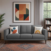 Casaliving Mikasa 3 Seater Sofa Set for Living Room (Black Colour Fabric) Premium Fabric Sofa