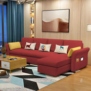 Ventos RHS 6 Seater L Shape Sofa Set for Living Room (Maroon) Premium Velvet Fabric