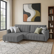 Netlie 4 Seater LHS L Shape Sofa Set for Living Room (Dark Grey Fabric) Premium Fabric Sofa Set for Living Room