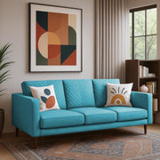 Mikasa 3 Seater Sofa Set for Living Room (Turquise Colour Fabric) Premium Fabric Sofa