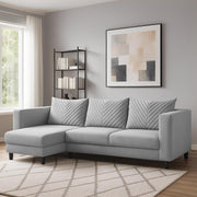 Mikasa 4 Seater LHS L Shape Sofa Set for Living Room (Grey Fabric) Premium Fabric Sofa Set for Living Room