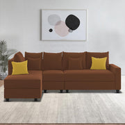 Inclair LHS 6 Seater L Shape Sofa Set for Living Room (Brown Fabric) Premium Fabric Sofa