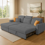 Gagnon LHS 6 Seater L Shape Corner Sofa Cum Bed for Living Room (Yellow Fabric) Premium Fabric Sofa