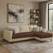 Oslo 4 Seater RHS L Shape Sofa Set for Living Room (Cream Brown Fabric) Premium Fabric Sofa Set for Living Room