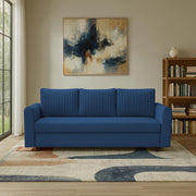 Clifton 3 Seater Sofa Cum Bed for Living Room (Blue Fabric) Premium Fabric Sofa