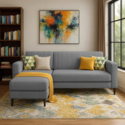 Casaliving Moris RHS 4 Seater L Shape Sofa Set for Living Room (Black) Premium Fabric Sofa Set for Living Room