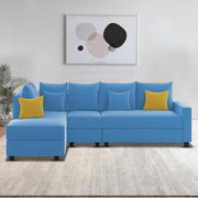 Inclair LHS 6 Seater L Shape Sofa Set for Living Room (Turquise Fabric) Premium Fabric Sofa