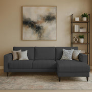 Oslo 4 Seater RHS L Shape Sofa Set for Living Room (Black Fabric) Premium Fabric Sofa Set for Living Room